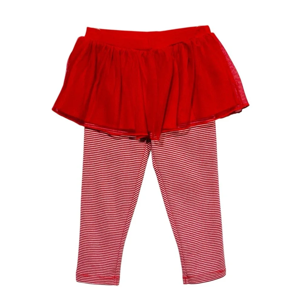 Carters Baby Girls 2-Piece Tutu Leggings & Bodysuit Top Outfit Set 24M Red White